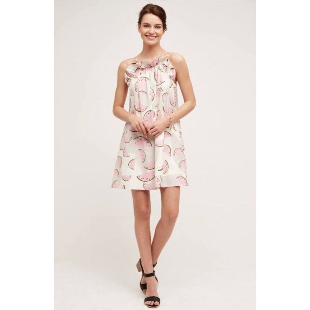 Corey Lynn Calter Anthropologie Watermelon Slice Cotton Poplin Sundress Size XS